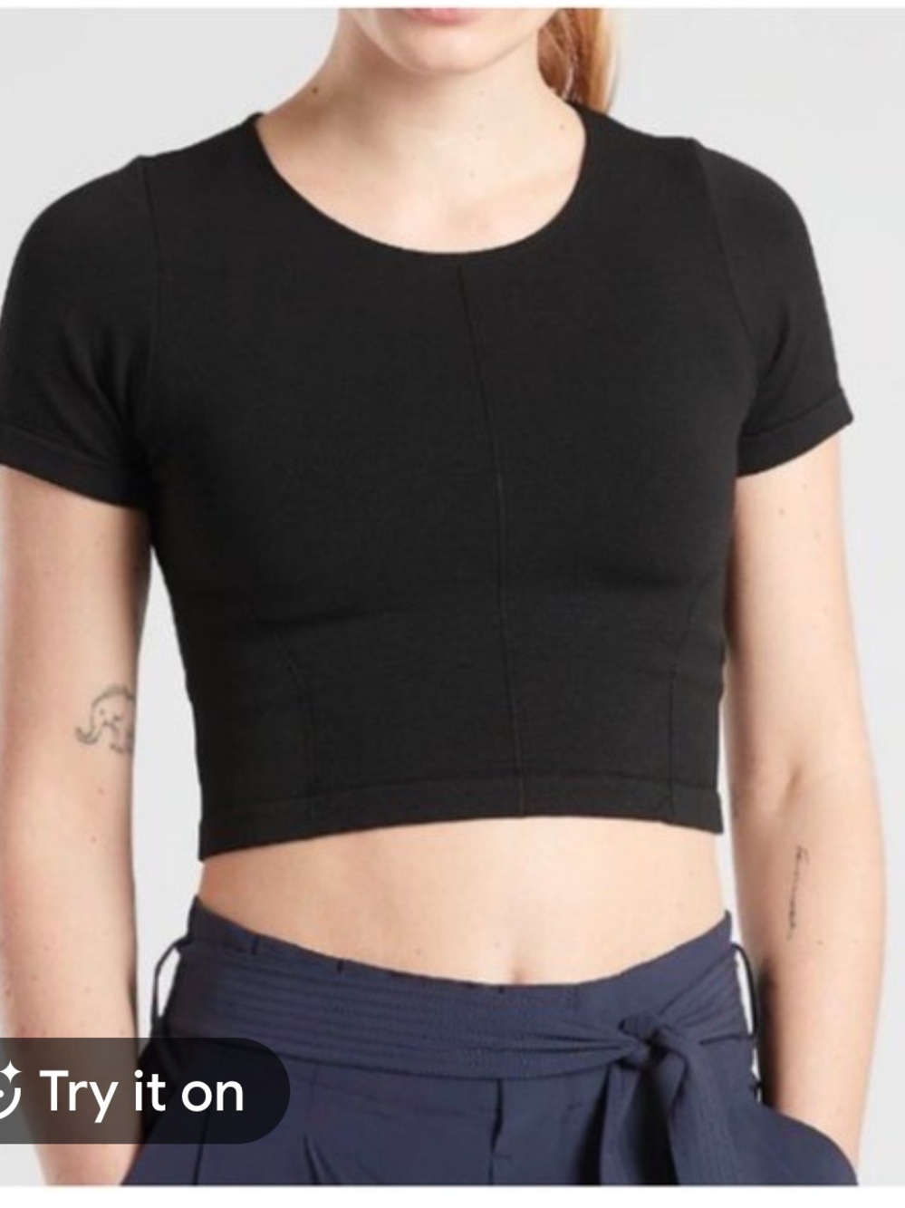 Athleta Shortcut Black Crop Tee